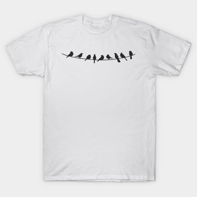 Birds on a wire T-Shirt by Designs by Katie Leigh